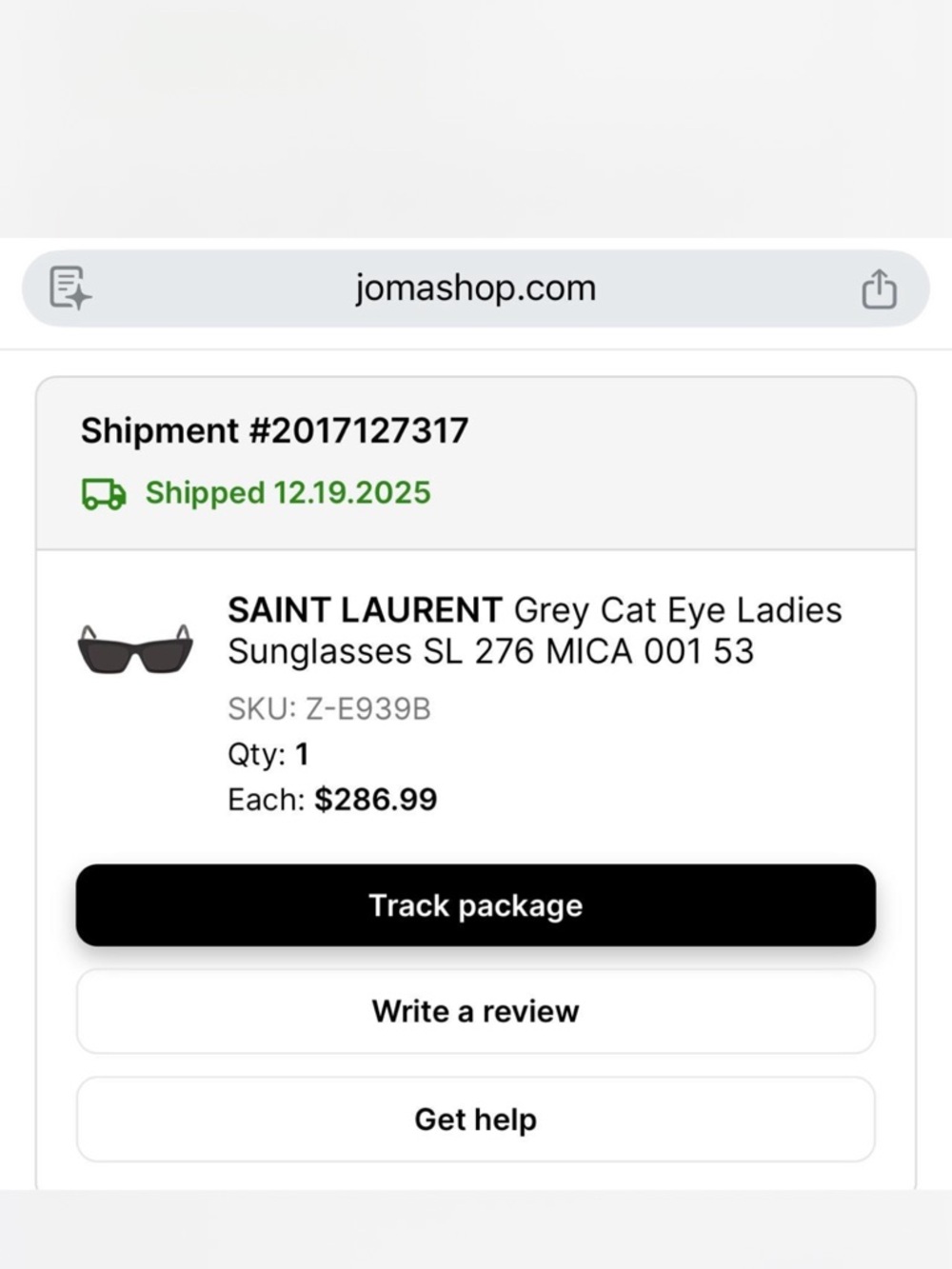 SAINT LAURENT Grey Cat Eye Ladies
Sunglasses SL 276 MICA 001 53 
❤️Authentic!!! - Picture 10 of 10